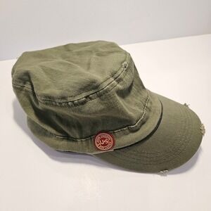 Jameson Irish Whiskey Military Cadet Hat Olive Green Distressed Cotton Cap Hat